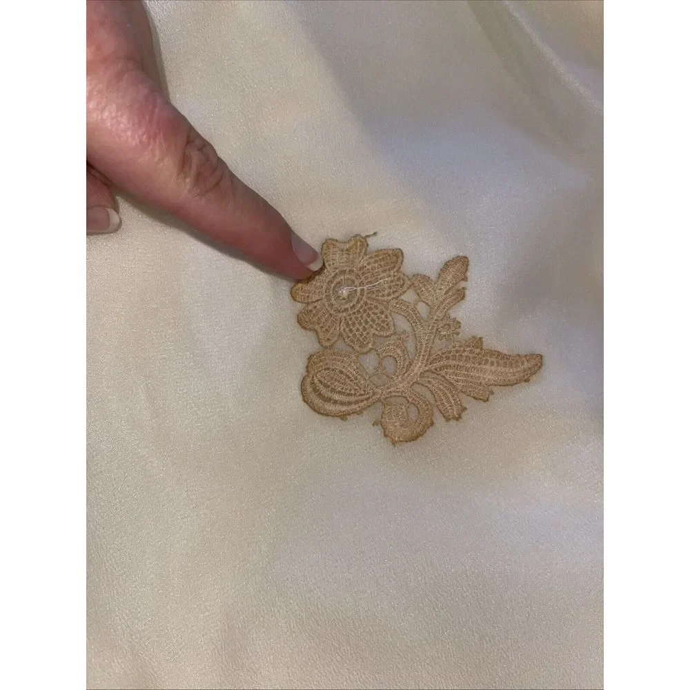 Handmade Vintage Dress‎ Girls 10 Yellowing Cottage Core Lace Wedding Pearls